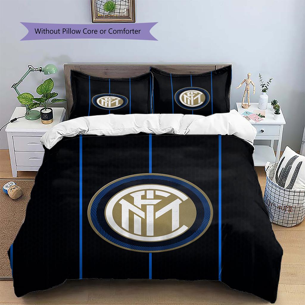 FC Internazionale Milano Vzorované povlečení Domácí dekorace Narozeninový dárek (1 * povlak na přikrývku + 2 * povlak na polštář, bez výplně)