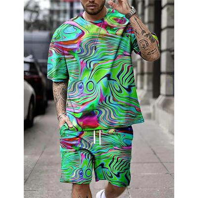 Men's Shirt Set Shorts And T Shirt Set Sport Designer Casual Shirt Optical Illusion Abstract Graphic Prints T-Shirt Outfits