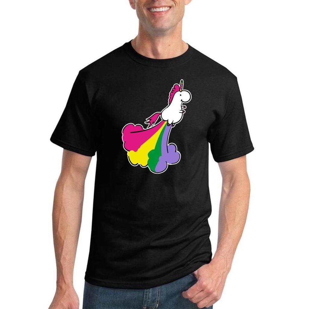 Flying Unicorn Rainbow Men Colorful T Shirt Graphic Animal T