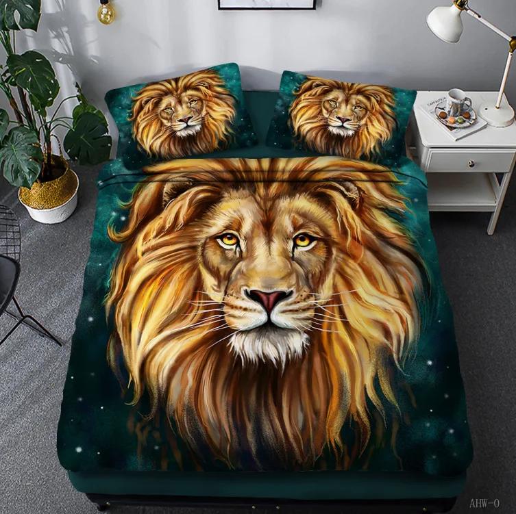 

Western 3D Lion Tiger Duvet Cover Sets Winter Bedding Set Animal Dekbedovertrek 220X240 Bedroom Comforter Set Super King Size EU single(135x200cm)