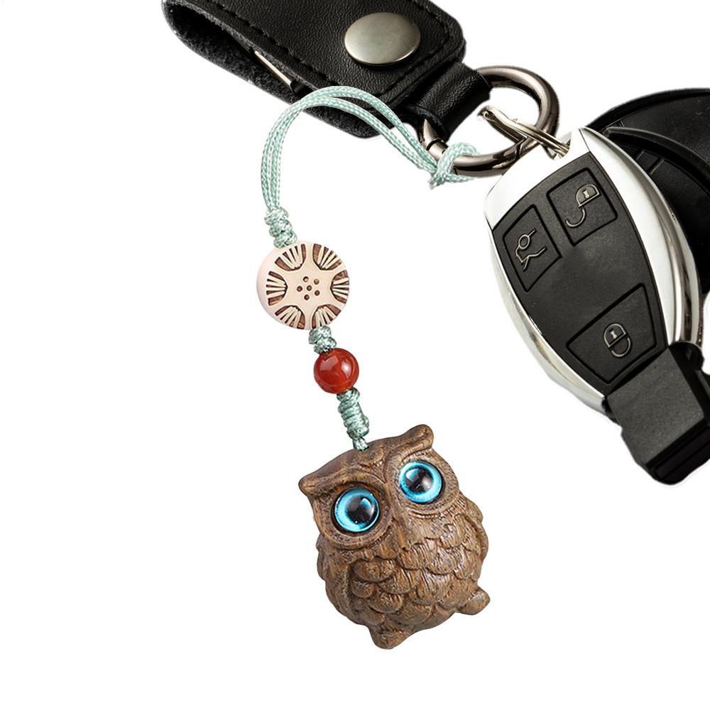 Owl Wooden Keychain Portable Fashionable Phone Charm Delicate Owl Decor Purse Pendant For Family Friends Colleagues