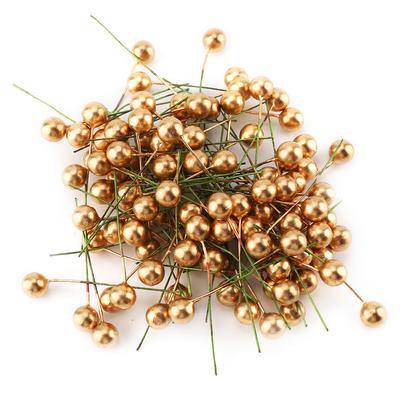 100 Stück Künstliche Goldene Stechpalmenbeere Weihnachten Heimdekoration Hängende Ornamente 10mm