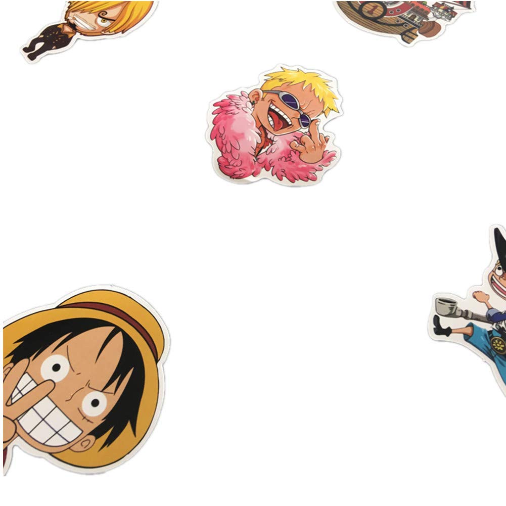 One Piece Pirate King Comic Waterproof Sticker Set for Mobile and Laptops 60-Piece Suitcases, Bicycles, Helmets, Computers, Phones,
