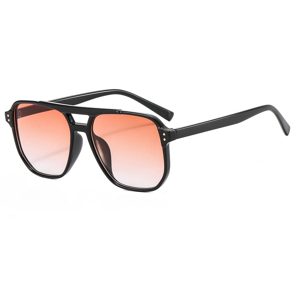Trendy Retro Double Beam Sunglasses for Women - Large Frame, Ocean Lens, European & American Style
