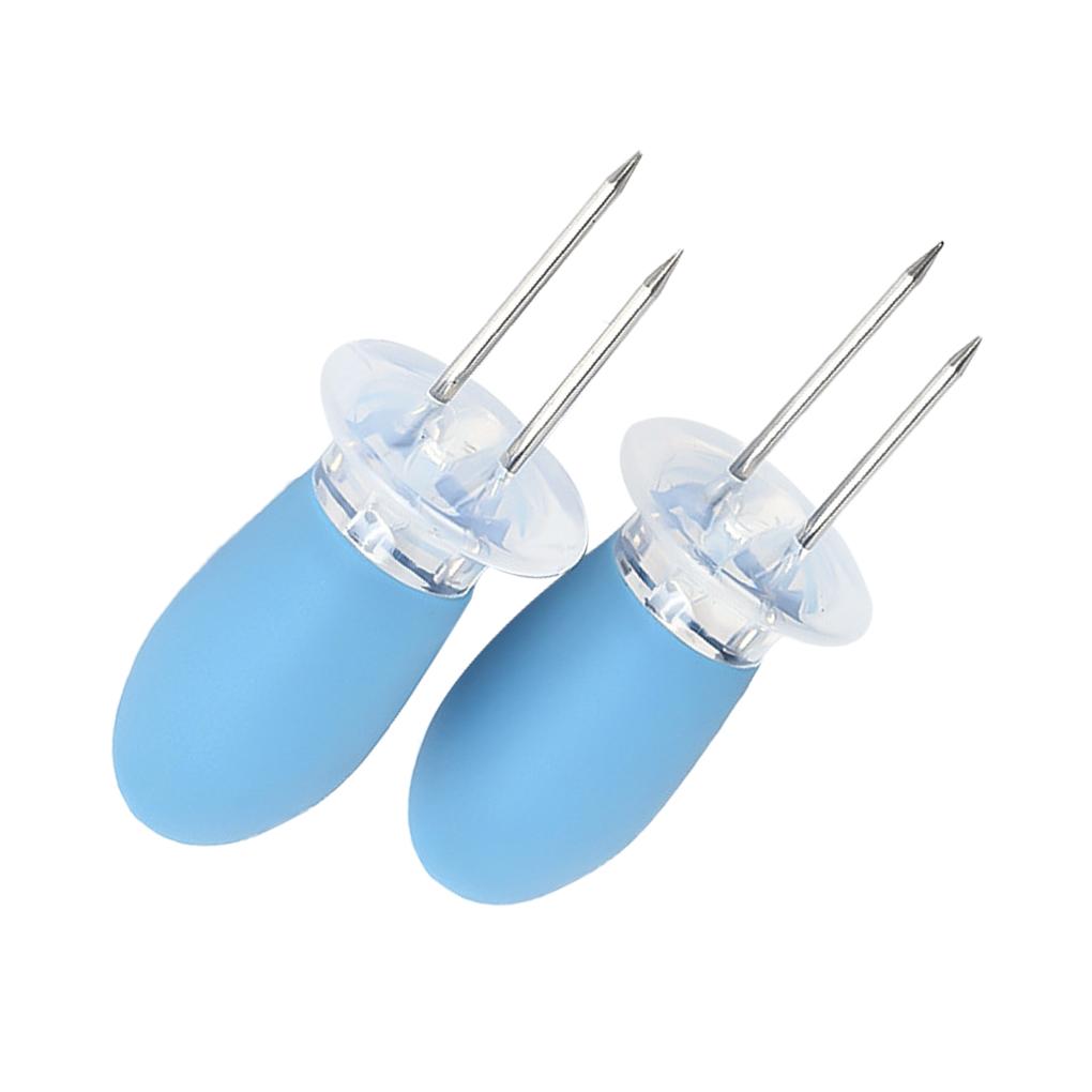 

2 шт. Кукурузный шампур для барбекю, вилка для кукурузы, нержавеющая сталь, шампур для барбекю с силиконовыми ручками