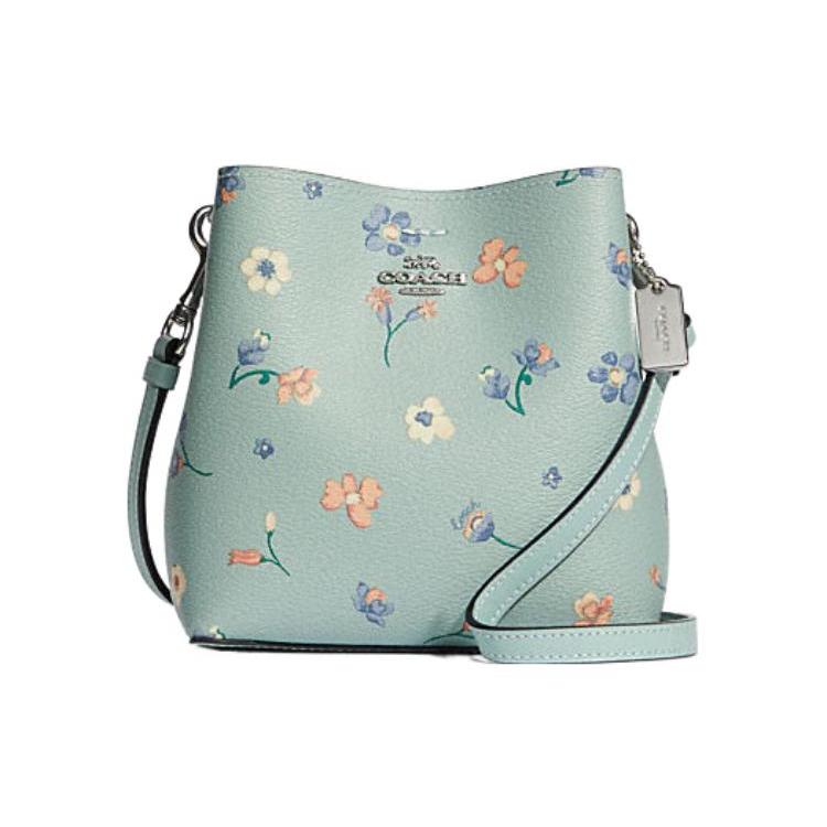 New COACH Town Artificial Leather Bucket Bag, Handbag, Shoulder Bag, Crossbody Bag Mini Women's Lake Aqua Green C8608-SVTYE