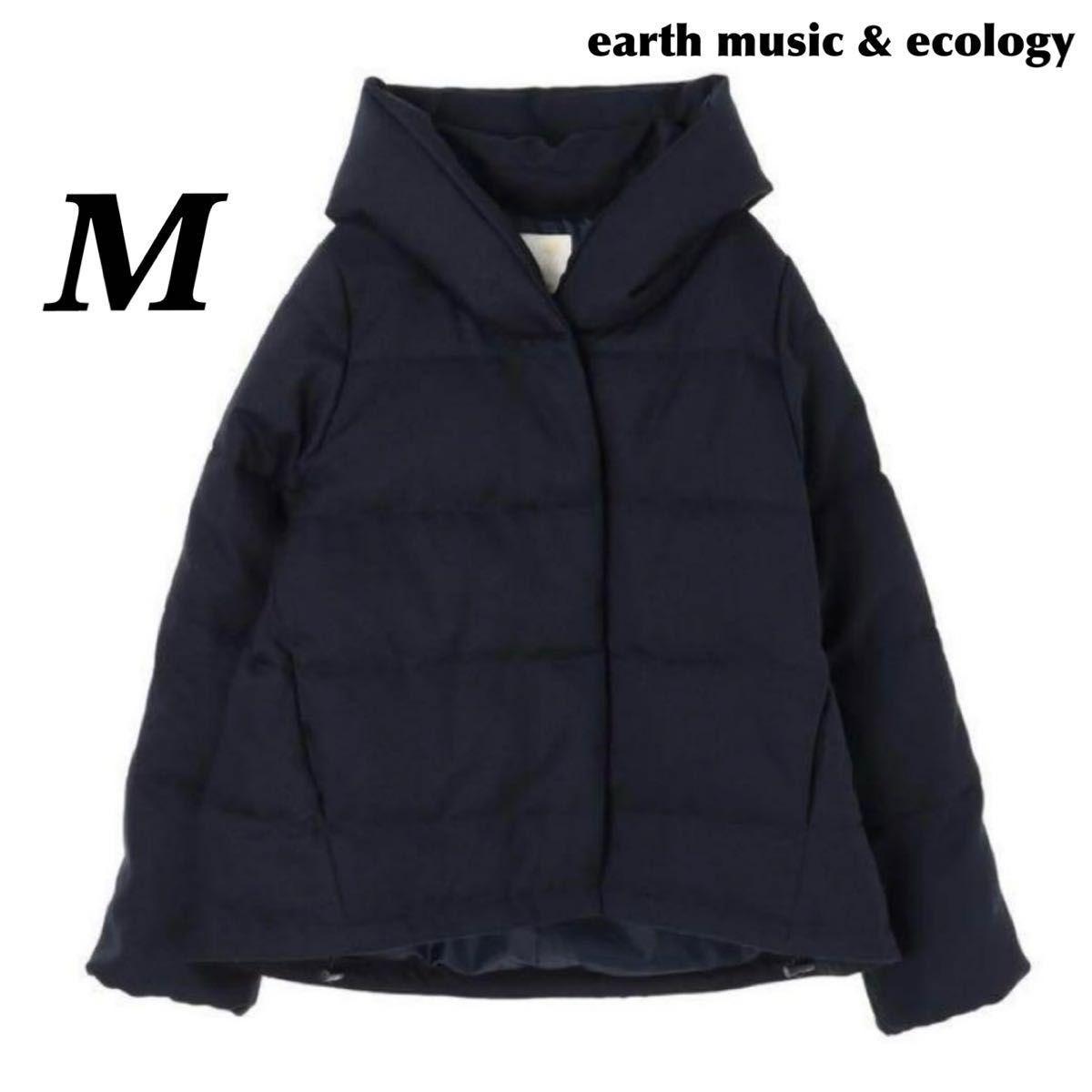 earth music & ecology Shawl collar padded blouson short down jacket outerwear M navy