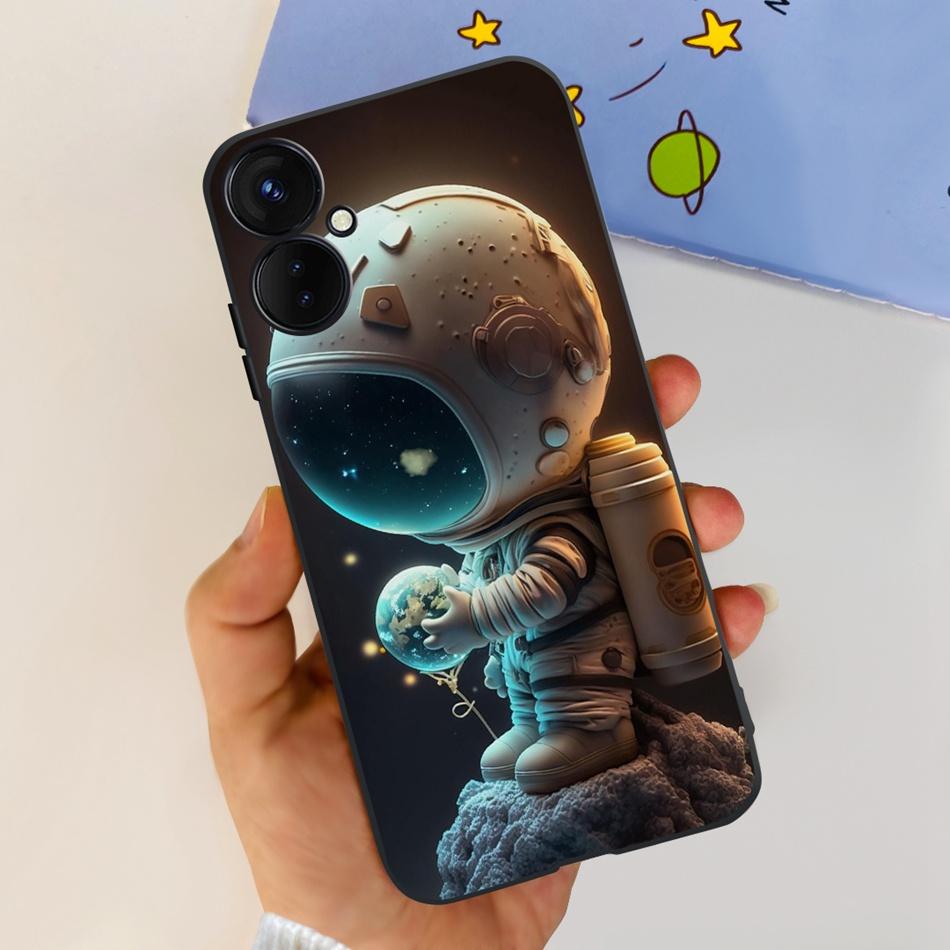 For Tecno Spark 9 Pro KH7 KH7n Cute Cartoon Phone Case For Tecno Spark 9Pro Black Silicone Soft TPU Cases