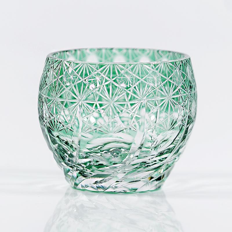 60Ml Japanese Edo Kiriko Hand Cut Glass Cup, Hand Carved Colored Crystal S Glass, Mini Sake Whiskey Tumbler For Home Bar Gift