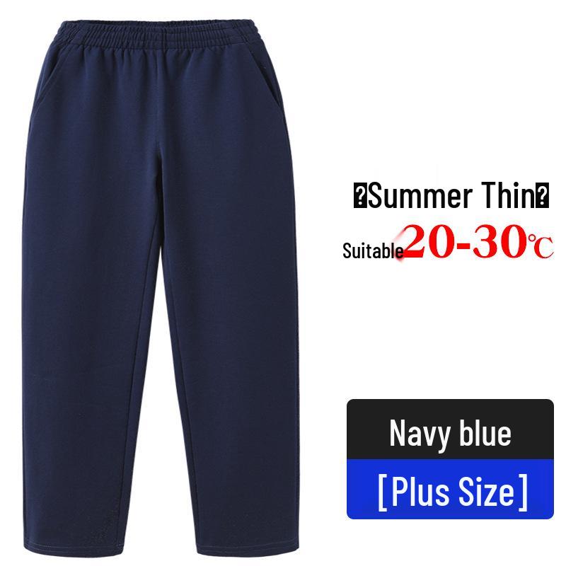 Fat Boy Gray Cotton Summer Sweatpants for Boys - Loose Straight-Leg School Uniform Pants, Navy Blue