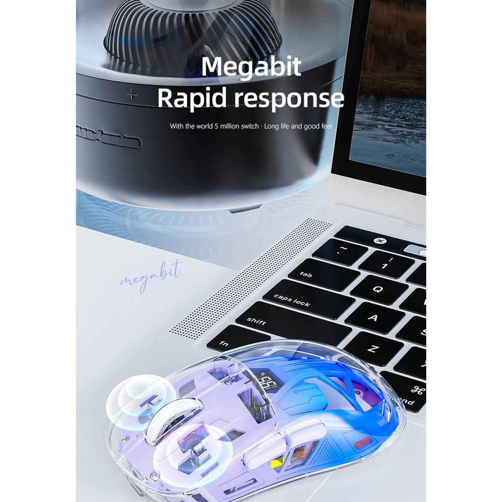 Dual-mode Mouse RGB Luminous 2.4G Wireless Bluetooth Transparent Game Gaming Computer Office Mouse