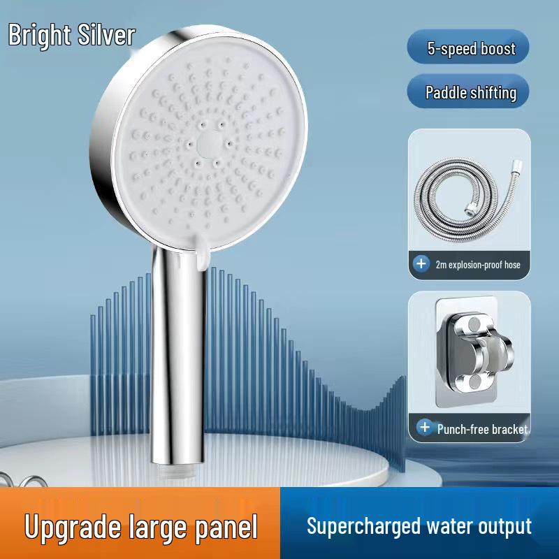 Black Universal Five-Speed Air-Boost Shower Head For Bathroom