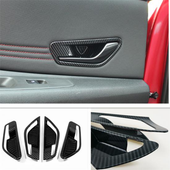 Carbon Fiber 4X Inner Door Handle Bowl Cover Trim For Hyundai Elantra 2021 2022