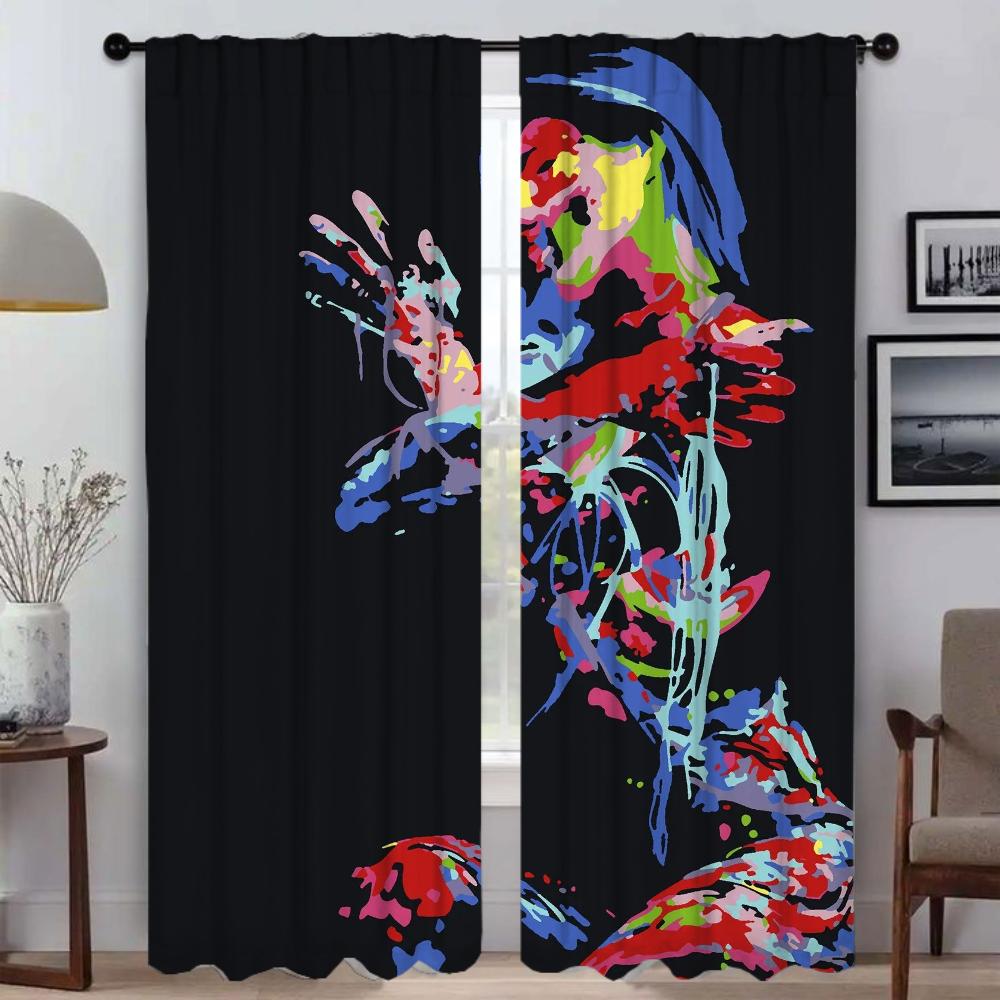 Abstract Woman Psychedelic Manda Shades Curtains Living Room Curtain Blinds Partition Halloween Decoration Tulle Bedroom Polyester Perfect For
