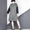 XITAO Patchwork Women Clothes Fashion Hooded Collar Dress LJT3519