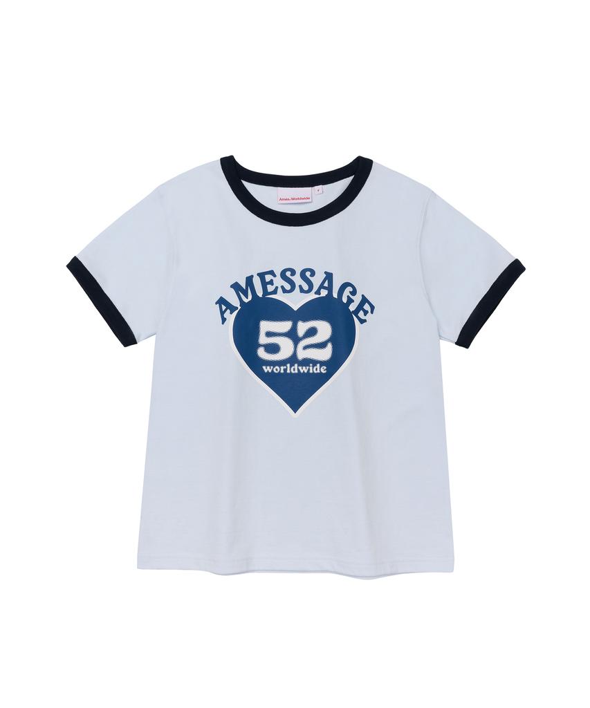 AMES-WORLDWIDE 52 Heart Ringer Crop Tee Blue