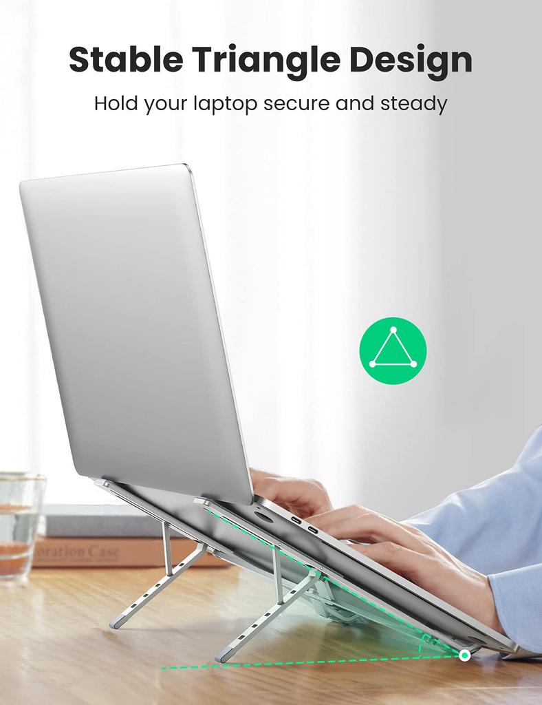 Ugreen Foldable Laptop Compact and Fits Laptops from To and Aluminum Alloy Construction with 5 Adjustable Angle and Storage Case Included Stand,