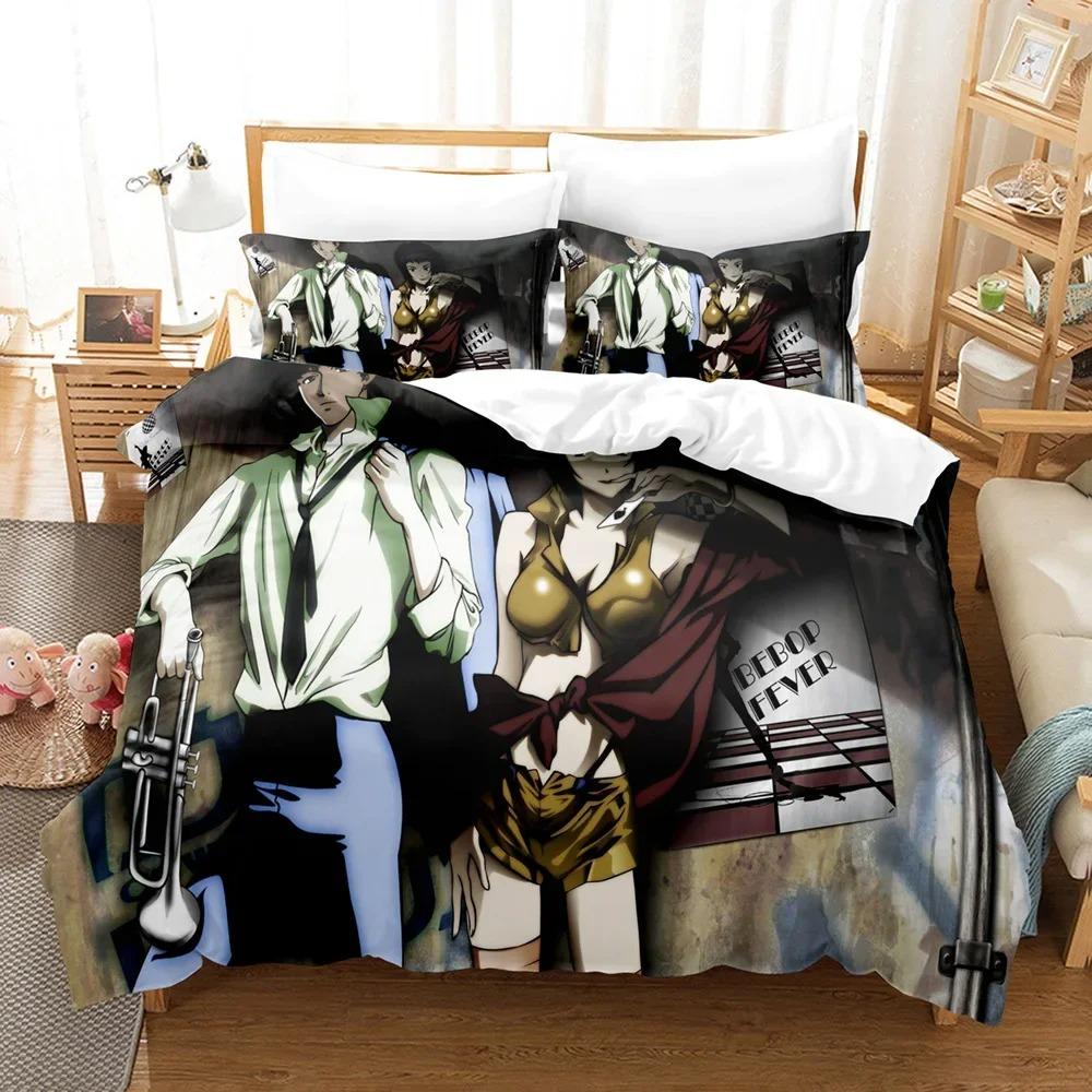 

Комплект постельного белья Cowboy Bebop, японское аниме, пододеяльник, двуспальная кровать, двуспальная кровать, размер King Size с наволочкой, домашний текстиль EU Single 135x200cm