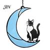 Acrylic Cat Suncatcher Hanging Pendant with Chain, Animal Ornament for Window Gift Home Wall Decor, Cute Lover Room Decoration Creative
