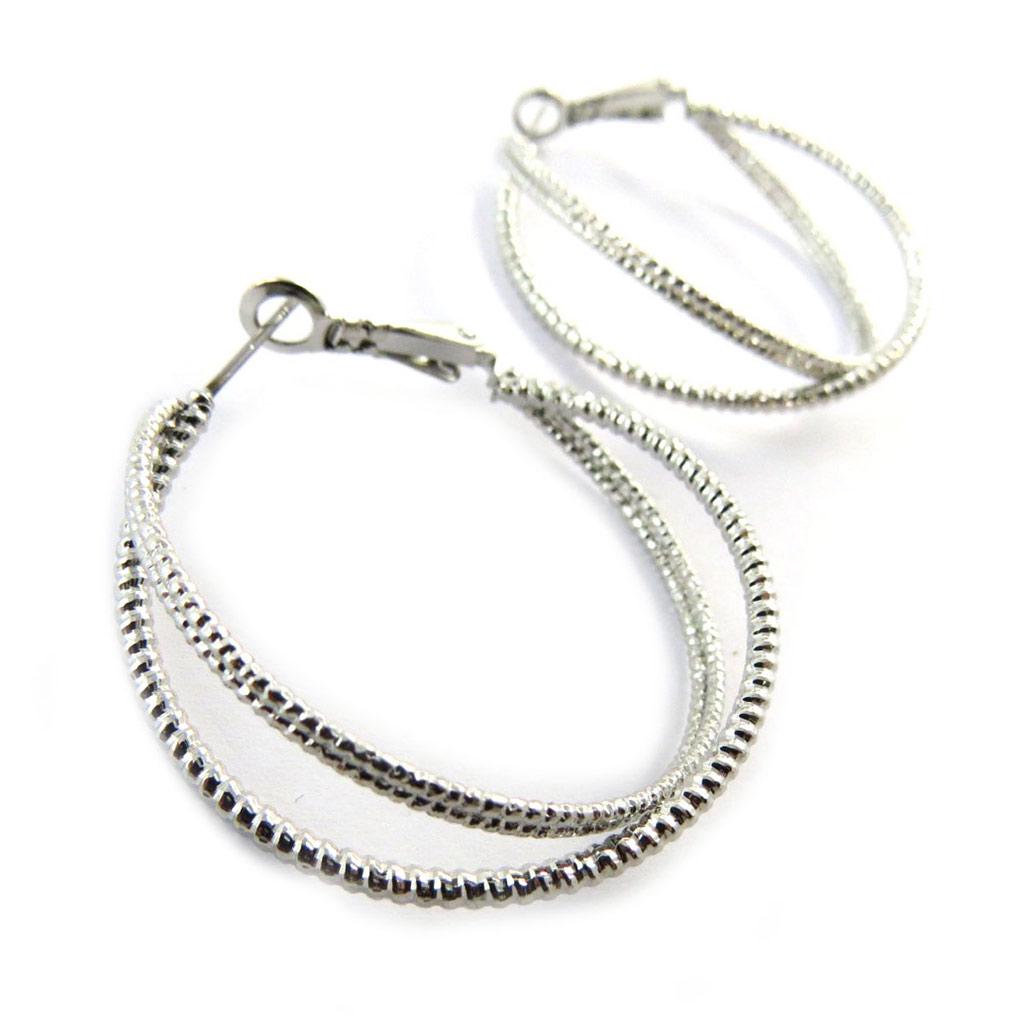 Les Trésors De Lily [N6289] - Silver 'Choréographie' Hoop Earrings Ø 40 Mm 15 Mm
