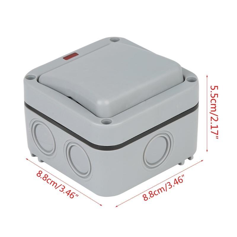 MP12 Weatherproof Outdoor Switch Outdoor Garden External Wall Switch 1 Gang Push Button SPDT Switch Wall Switch Socket