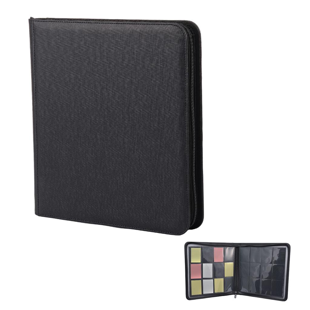 PU Leather Cover Trading Card Album Large Capacity Zipper Closure Card Collection Album With Transparent Inner Page for Storage