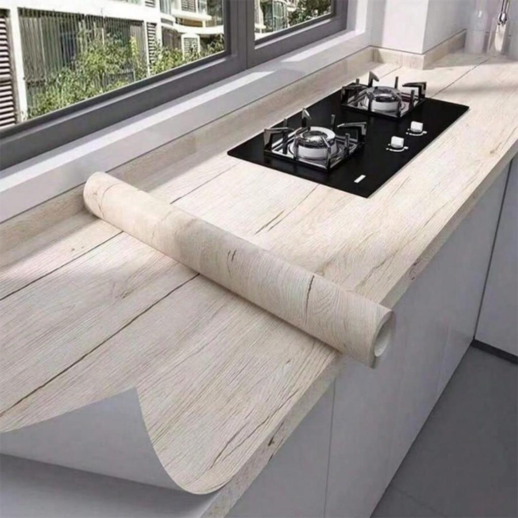 55cm Wide Wood Grain Home Decor Furniture Waterproof Vinyl Wall Sticker Self Adhesive PVC Wallpaper Kitchen Cabinet Door Sticker