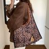 New Leopard Print Lazy Wind Canvas Bag Women's Large-capacity Commuting Shoulder Handbag Casual Versatile Tote Bag