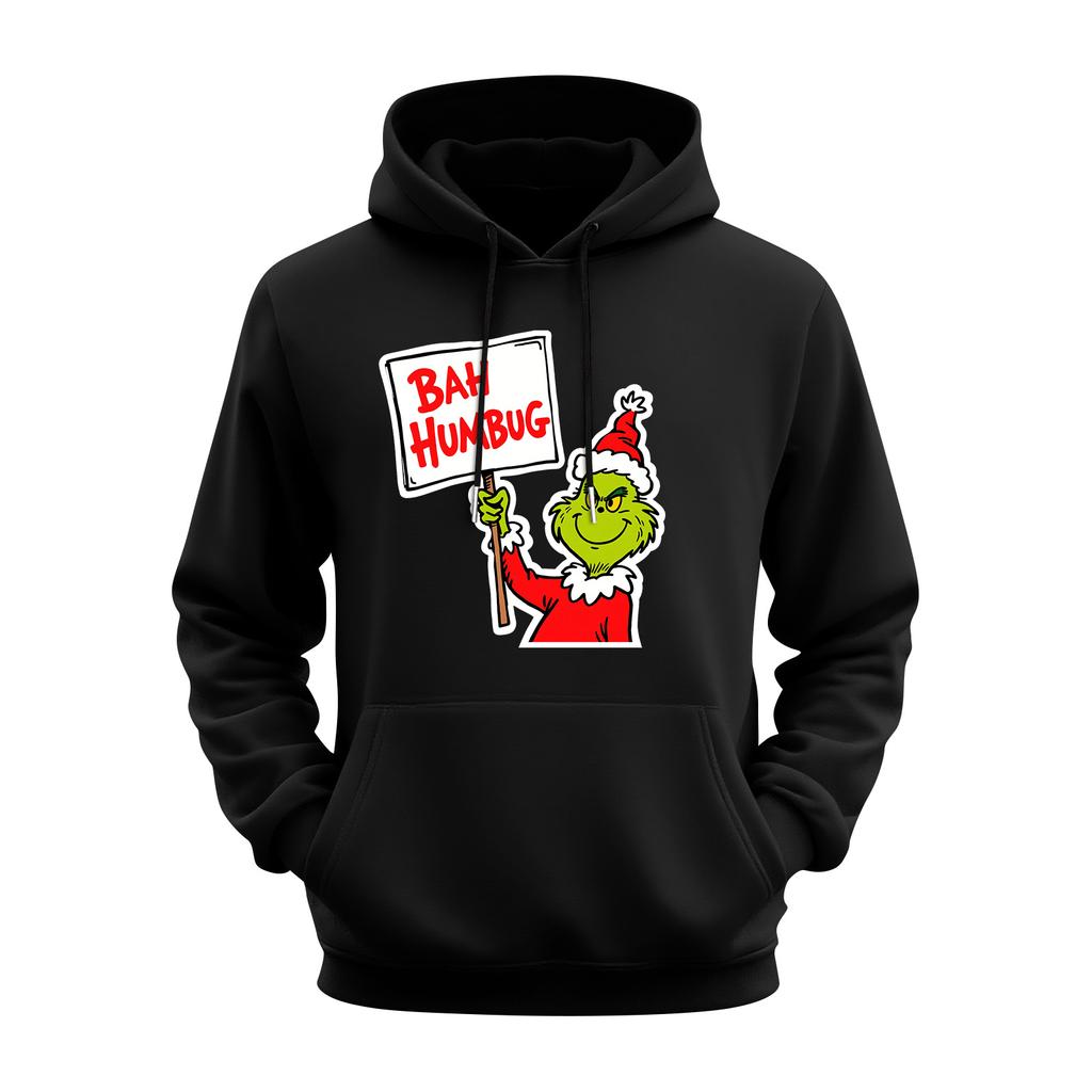 Men's Casual Sports Hooded Pocket Christmas Print Long Sleeve Sweatshirt