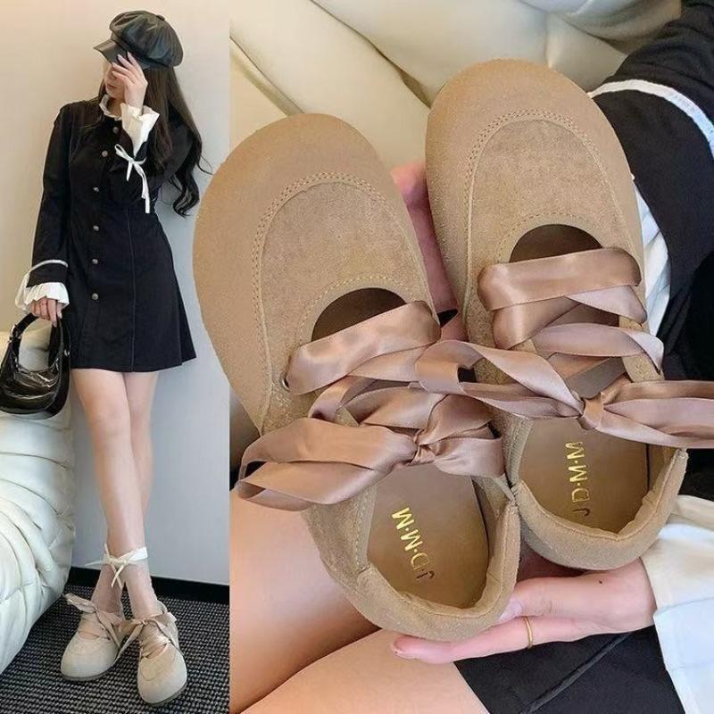 Fashion French Mary Jane 2025 New Retro Style Bow Satin Lace Flat Versatile Women's Singles
