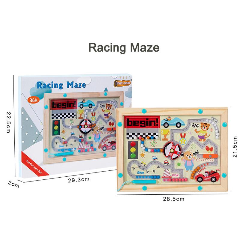 Magnetic Color & Number Maze Montessori Education Toys Board Pen Moving Bead Game Motor Skills Activities Wooden Toys Kids Gifts