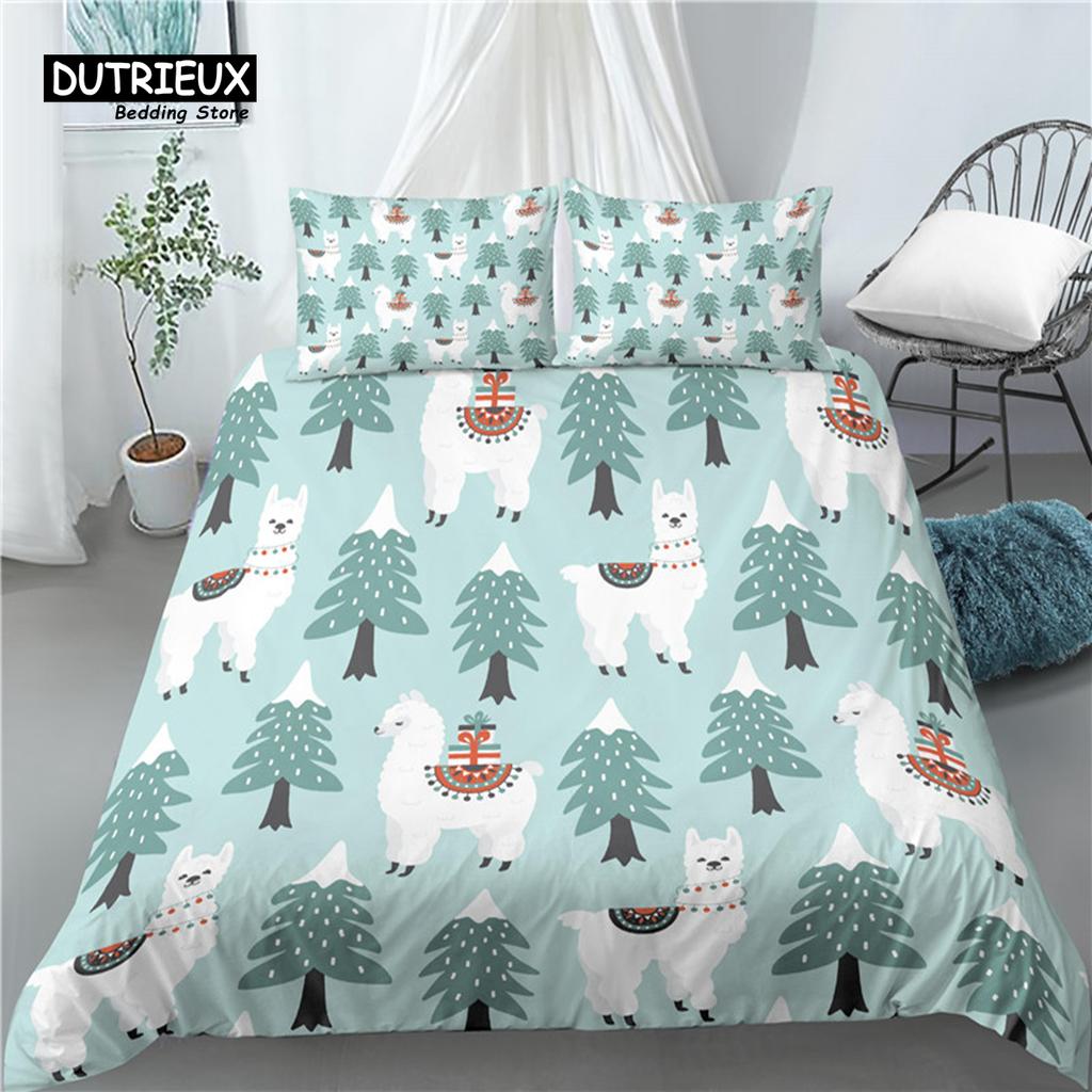 Home Living Luxury 3D Alpaca Print 2/3Pcs Comfortable Duvet Cover PillowCase Bedding Sets Queen and King EU/US/AU Size
