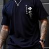 Summer Unisexs 100 Pure Cotton Rose Graphic Print Casual Loose Sports Comfortable Round Neck Short Sleeved TShirt Top