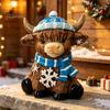 Resin Animal Statue Winter Highland Cow Figurine, Cattle for Desk Decor Decor, Shape Ornament Home Office