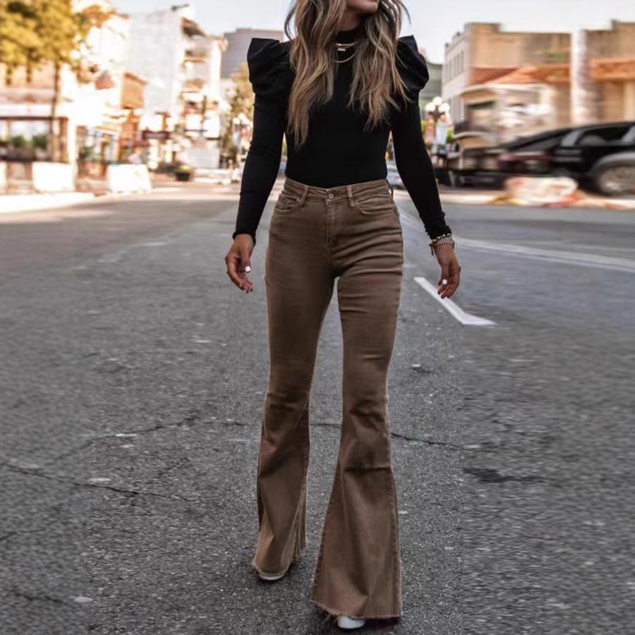 Corduroy Pants Women's Long Trousers Four Seasons Home Clothes Slim Fit Women's Bell Bottom Casual Pants Spot