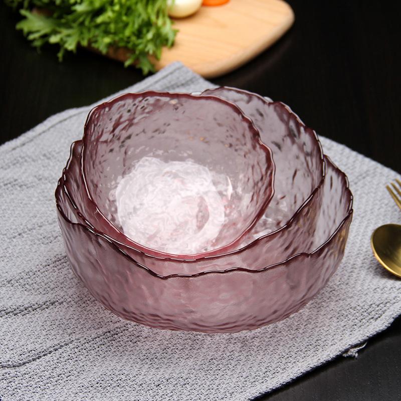Disposable Bowl High Quality Colorful Different Size Purple Blue Pink Green Glass Salad Bowl for Home Fruit Serving