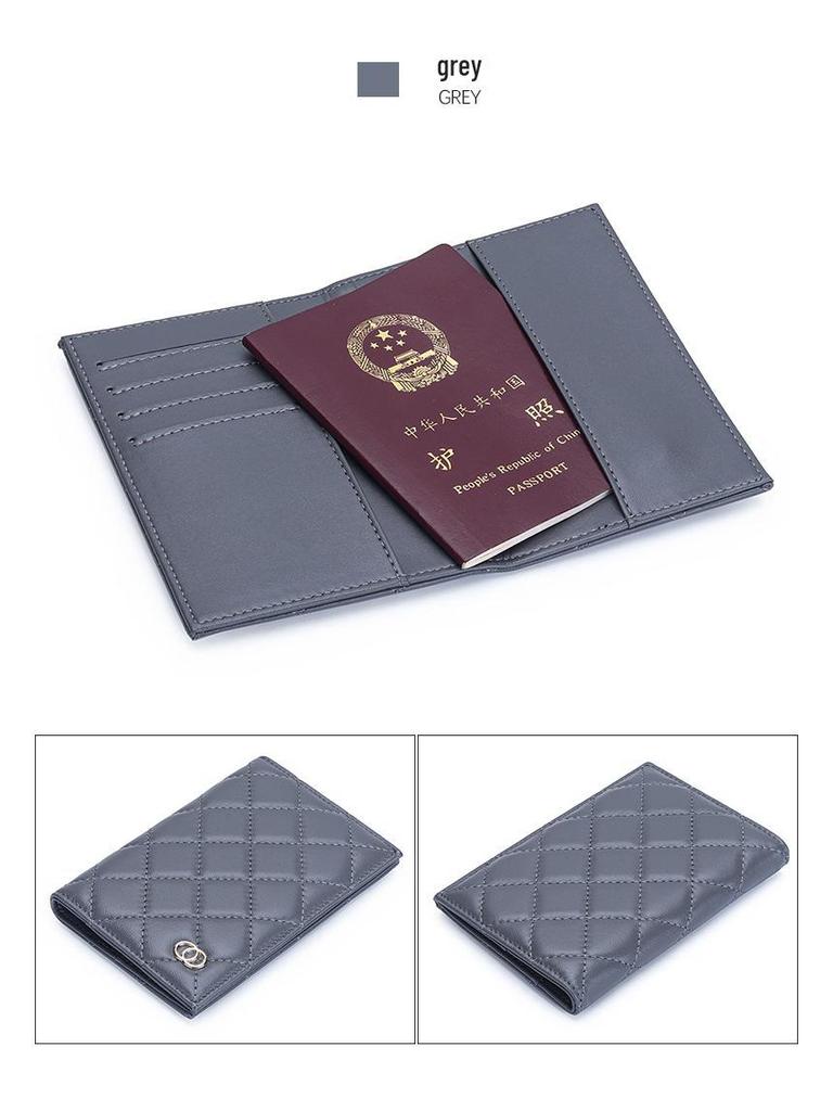 Chic Lambskin Diamond-Pattern Bi-Fold Passport & ID Wallet