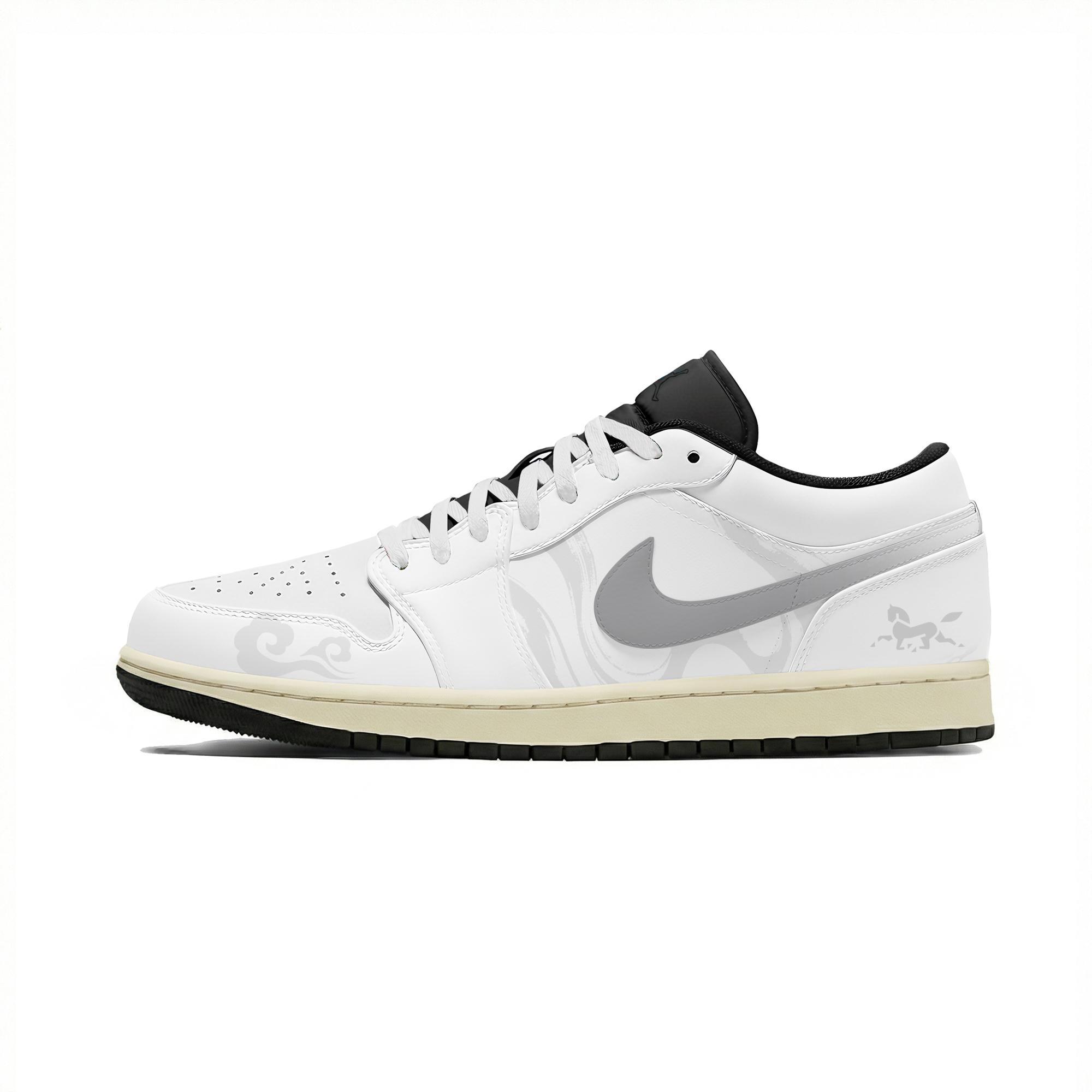 

Jordan Air Jordan 1 Low top Vintage Basketball Shoes Unisex White Gray 553558-040(Team399-) 44.5