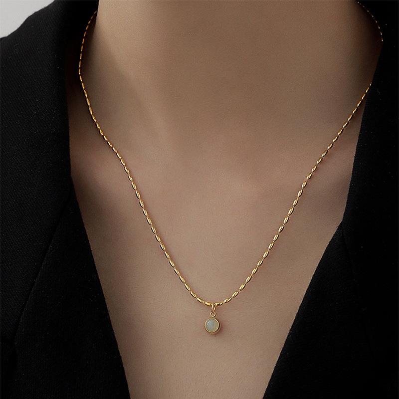 316L Stainless Steel Circular Mung Bean Pendant Ladies Necklace Fashion Exquisite