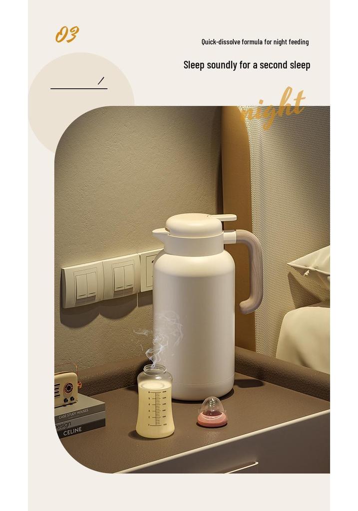 Insulated Glass Liner Thermos Flask - Large Capacity Kettle for Kitchen and Living Room.