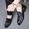 Luxury Italian Mens Oxford Shoes Fashion Plaid Print Genuine Leather Black White Lace Up Wedding Office Suit Dress Shoes For Men