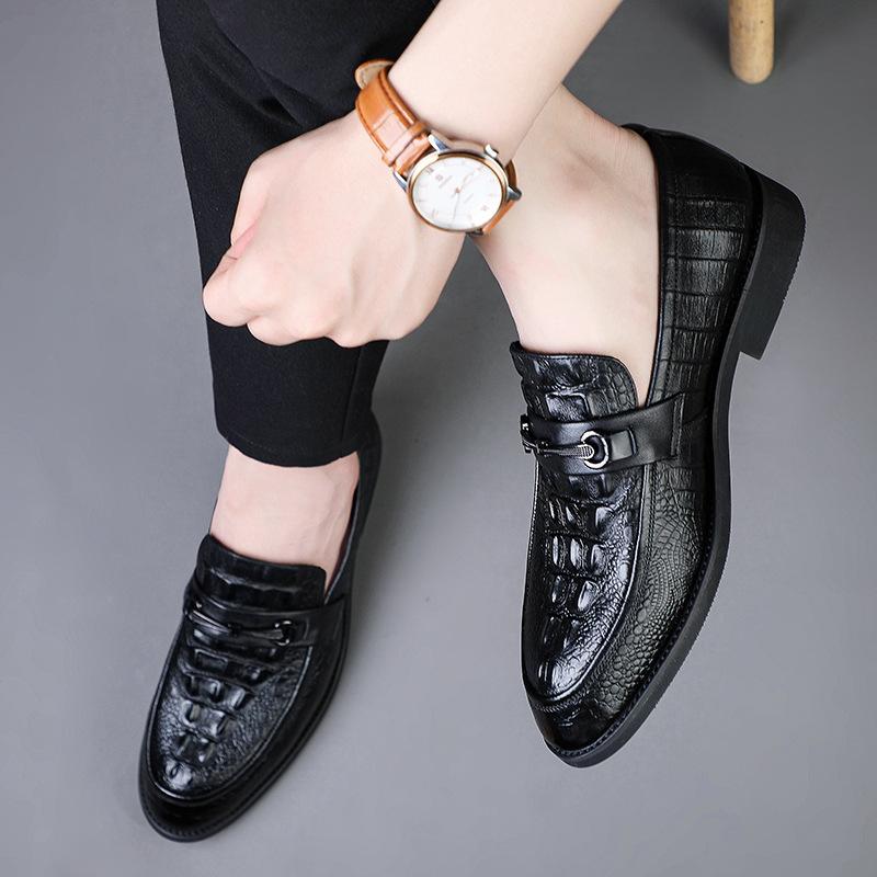 Luxury Italian Mens Oxford Shoes Fashion Plaid Print Genuine Leather Black White Lace Up Wedding Office Suit Dress Shoes For Men