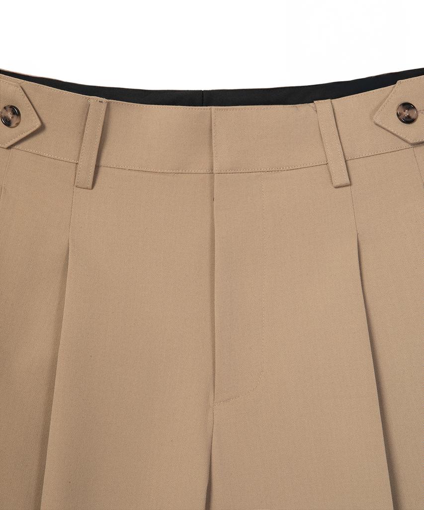 Sinkia Heritage Adjustable Double-Pleat Trousers Tan Beige