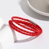 Unisex Handwoven Multi-Layer PU Leather Bracelet With Metal Accents Minimalist Fashion Accessory Daily Wear
