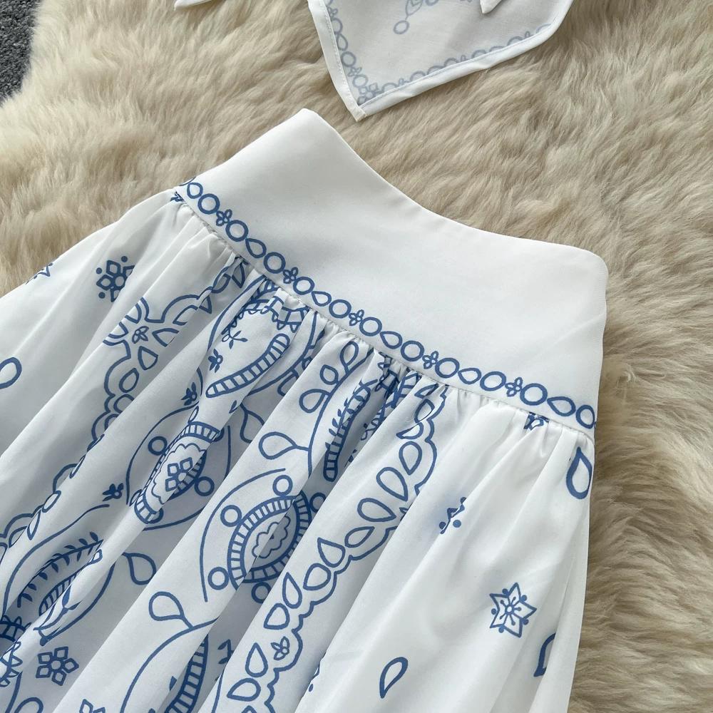 Boho Chic Paisley Print Two Piece Set Women Summer Sleeveless Spaghetti Strap Crop Top + High Waist Midi Skirt Sets Beach Vacation Skirt Suits