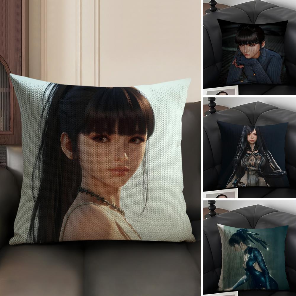S-Stellar Bladee Game Cushion Cover Natural Linen Organic Fabric Double-Sided Printing Sofa Home Decor Gift Pillow Case
