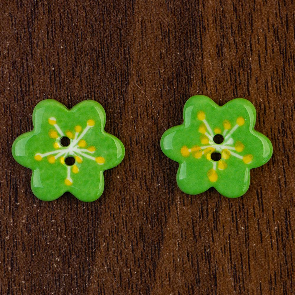 Colorful Six-Petal Flower Ceramic Button for DIY Clothing Accessories