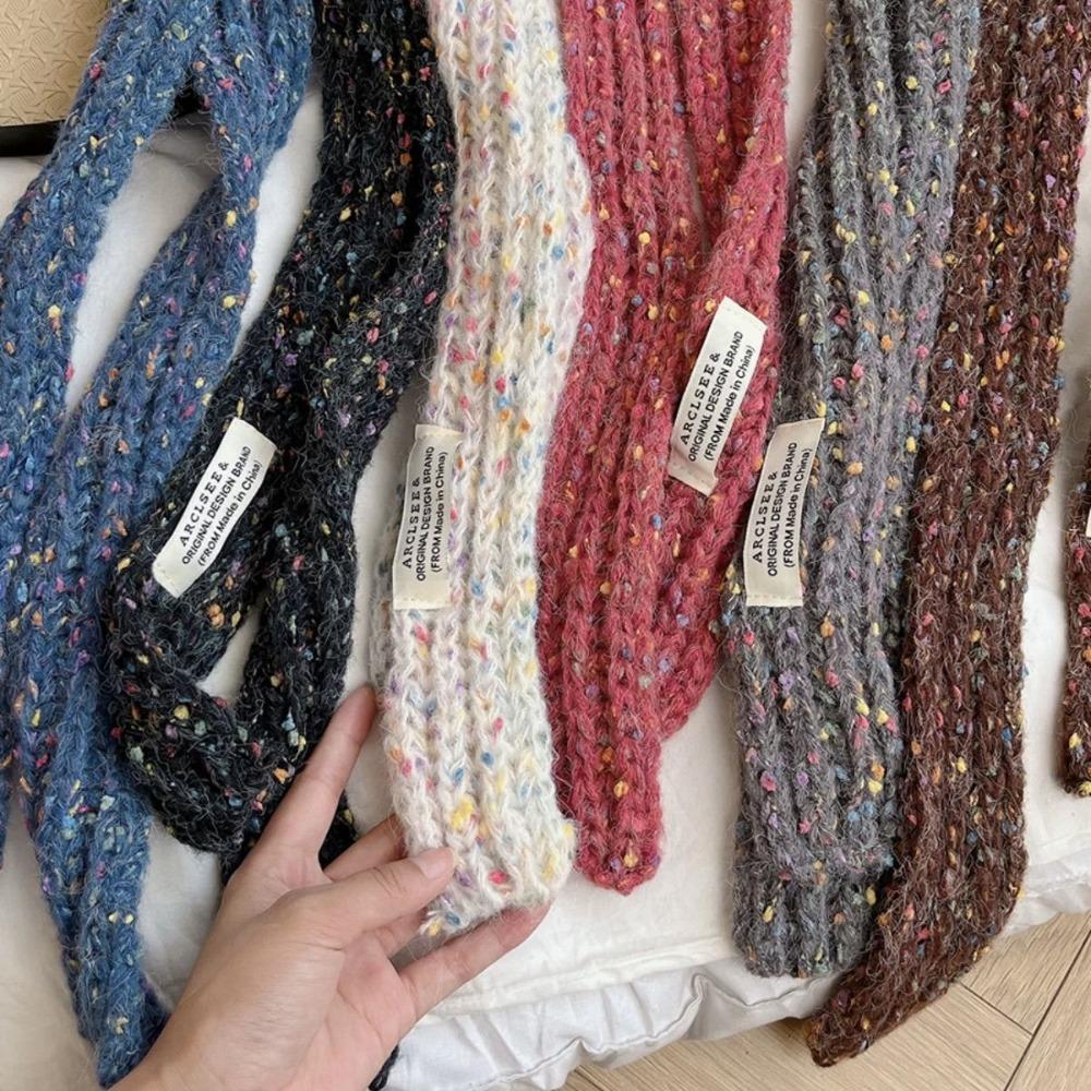 Y2K Style Long Narrow Scarves Harajuku Knitted Colorful Dot Shawl  Streetwear