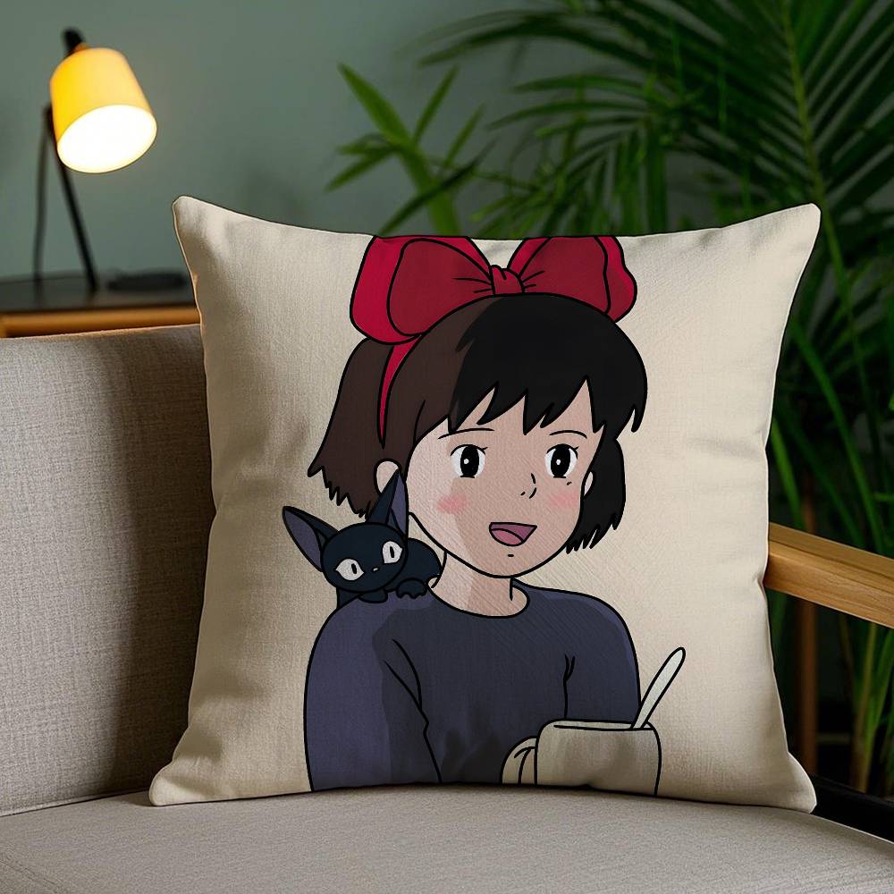 Fantasy Movies K-Kikis Delivery Service-MT Pillow Case Plush Linen Soft Double Sided Printed Design Throw Cushion Decorative