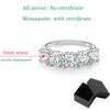 Smyoue 2.5/5CTTW D Color Genuine Moissanite Rings for Women 5 Gemstone Bridal Wedding Jewelry 925 Silver Ring